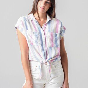 Bella Dahl Women's Cap Sleeve Tie-Up Front Shirt